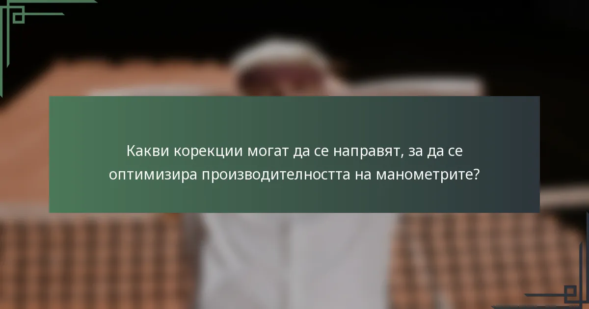 Какви корекции могат да се направят, за да се оптимизира производителността на манометрите?